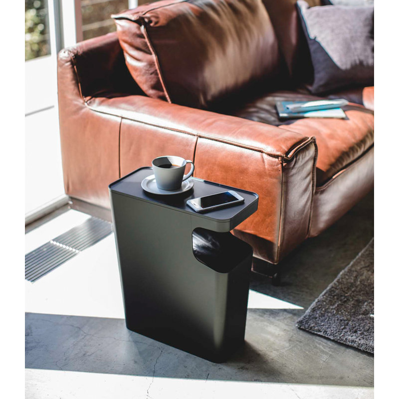 Yamazaki USA Tower Yamazaki Home Slim Side Table And Waste Basket Trash